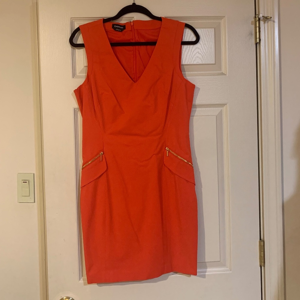 Bebe Orange Sleeveless Lined Dress sz 10